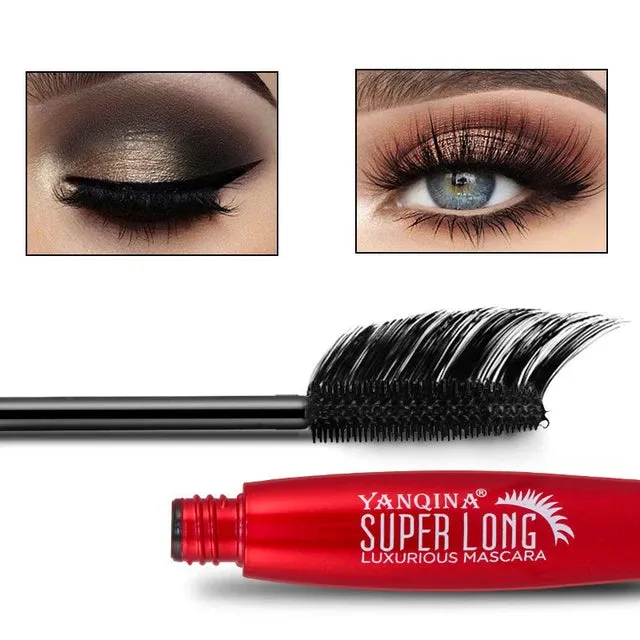 4D Silk Fiber Mascara Lengthening Waterproof Long Lasting Curling Thick Waterproof Mascara Long Eyelashes Extension Make Up