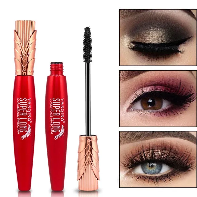 4D Silk Fiber Mascara Lengthening Waterproof Long Lasting Curling Thick Waterproof Mascara Long Eyelashes Extension Make Up