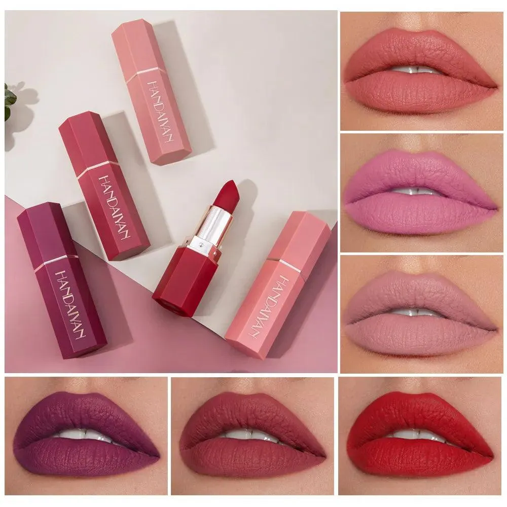 6 Colours Matte Lipstick Beauty Lip Gloss Lippenstift Tinted Balm 24 Hours Waterproof Free Shipping Makeup