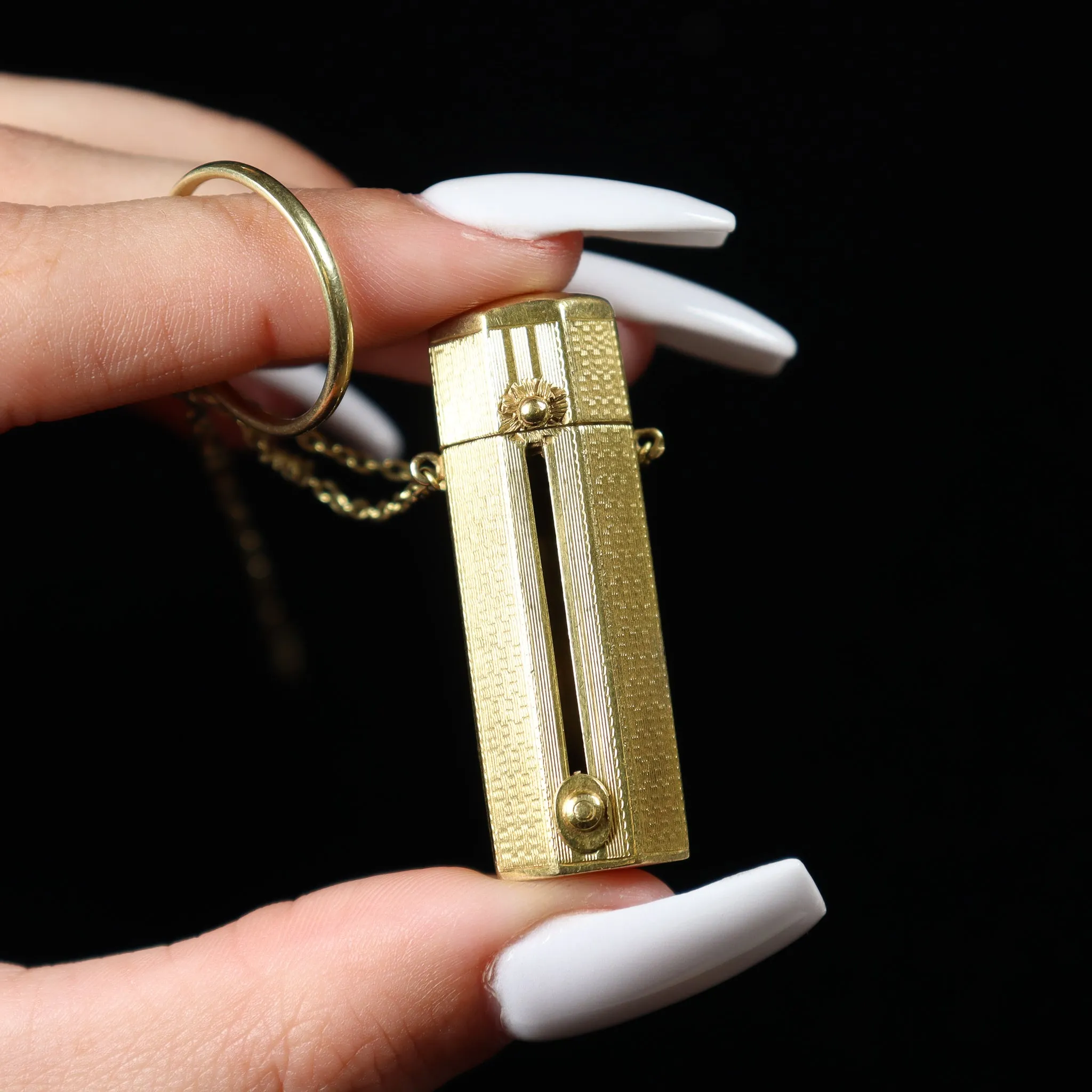 Antique 10K Yellow Gold Ladies Compact Lipstick Case