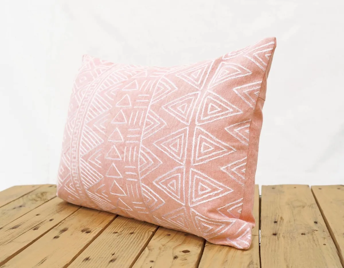 Aztec pattern pillow cover, blush colour, embroidery, geometrical, cotton pillow cover,14"X21"