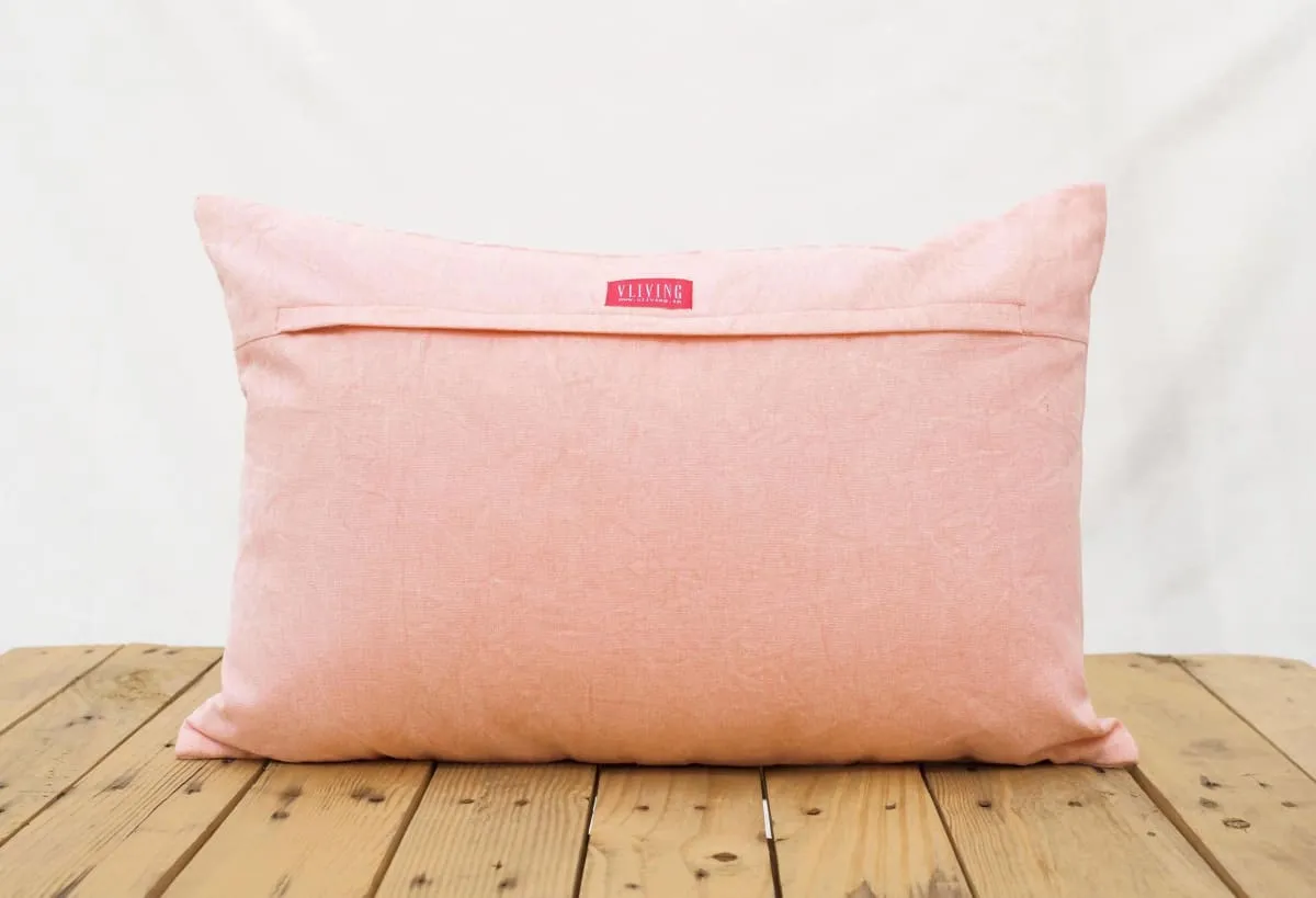 Aztec pattern pillow cover, blush colour, embroidery, geometrical, cotton pillow cover,14"X21"