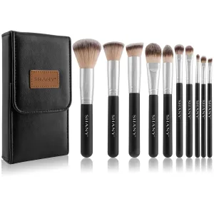 Black OMBRE Pro 10 PC Essential Makeup Brush Set with Travel Pouch