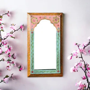 Blush Blossoms: 25x46cm Handpainted Pink Mirror