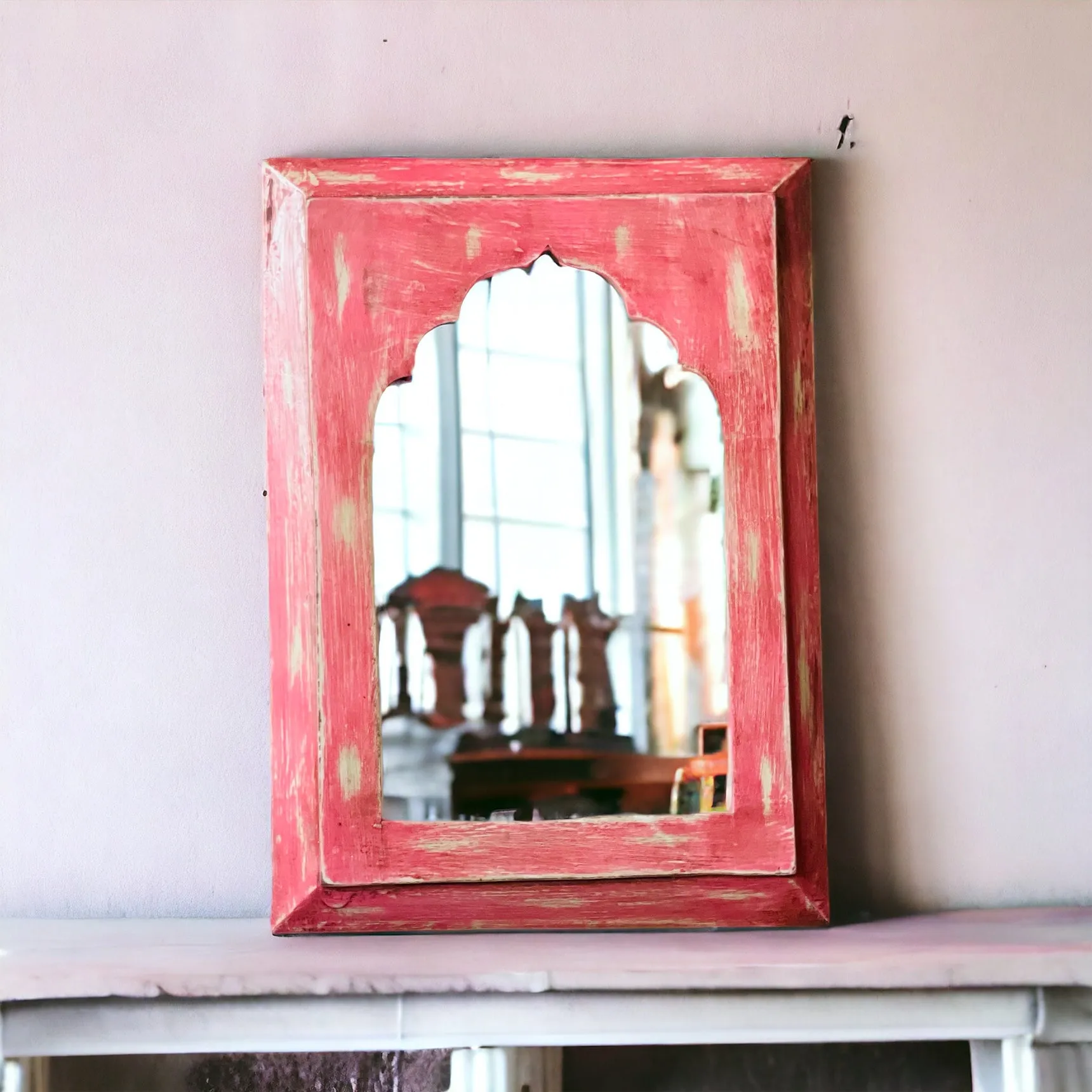 Blush of Elegance: Rustic Pink Mirror Frame 25x35cm