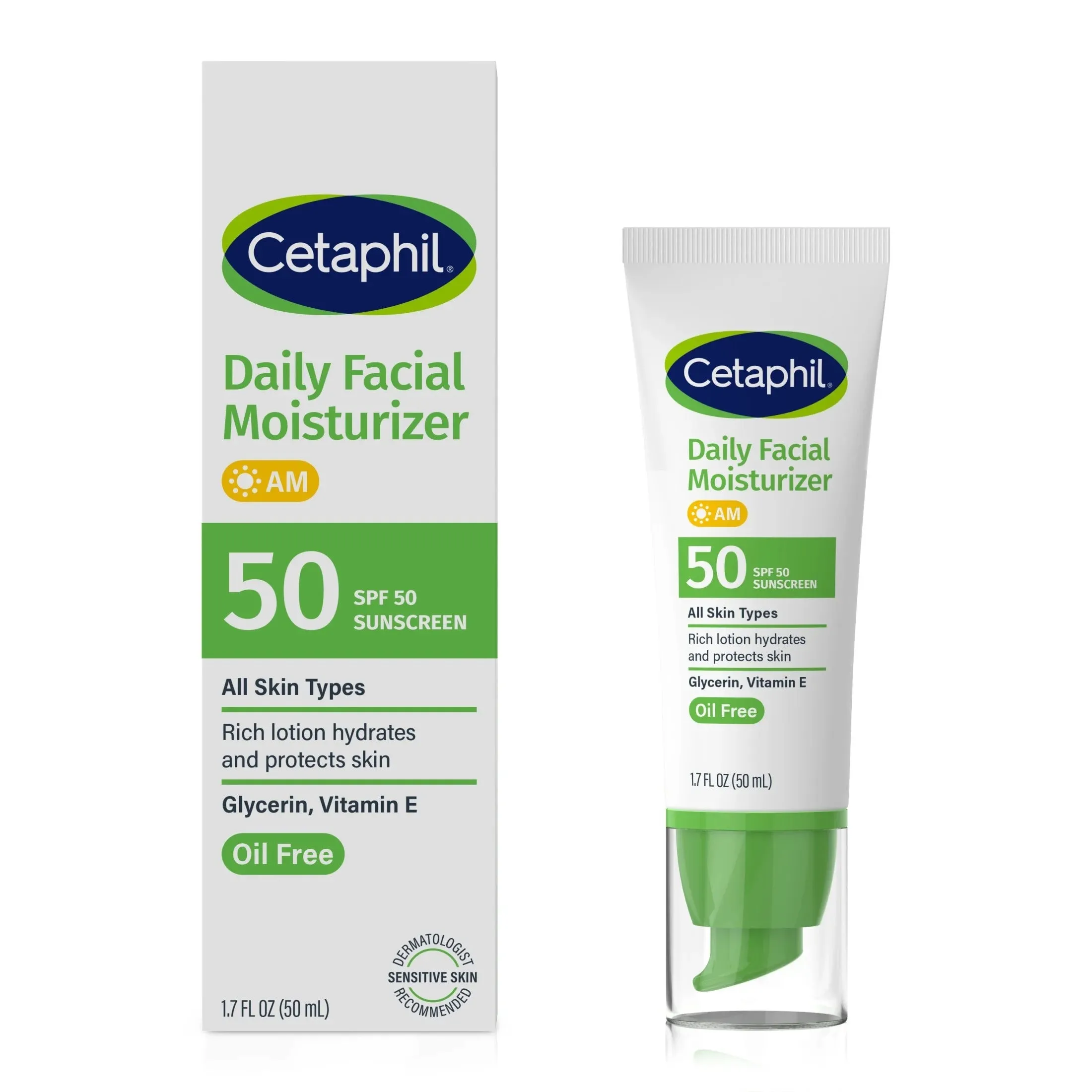 Cetaphil Daily Oil-Free Facial Moisturizer with SPF 50 Sunscreen - 1.7 oz