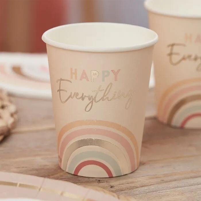 Happy Everything Natural Rainbow Cups - Pack of 8