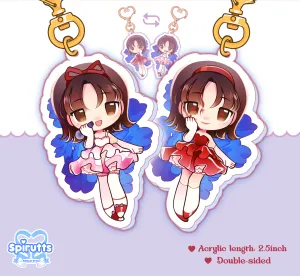 KEYCHAIN - Mima, whats real? - Double-sided acrylic/Heart Gold Clip Chain