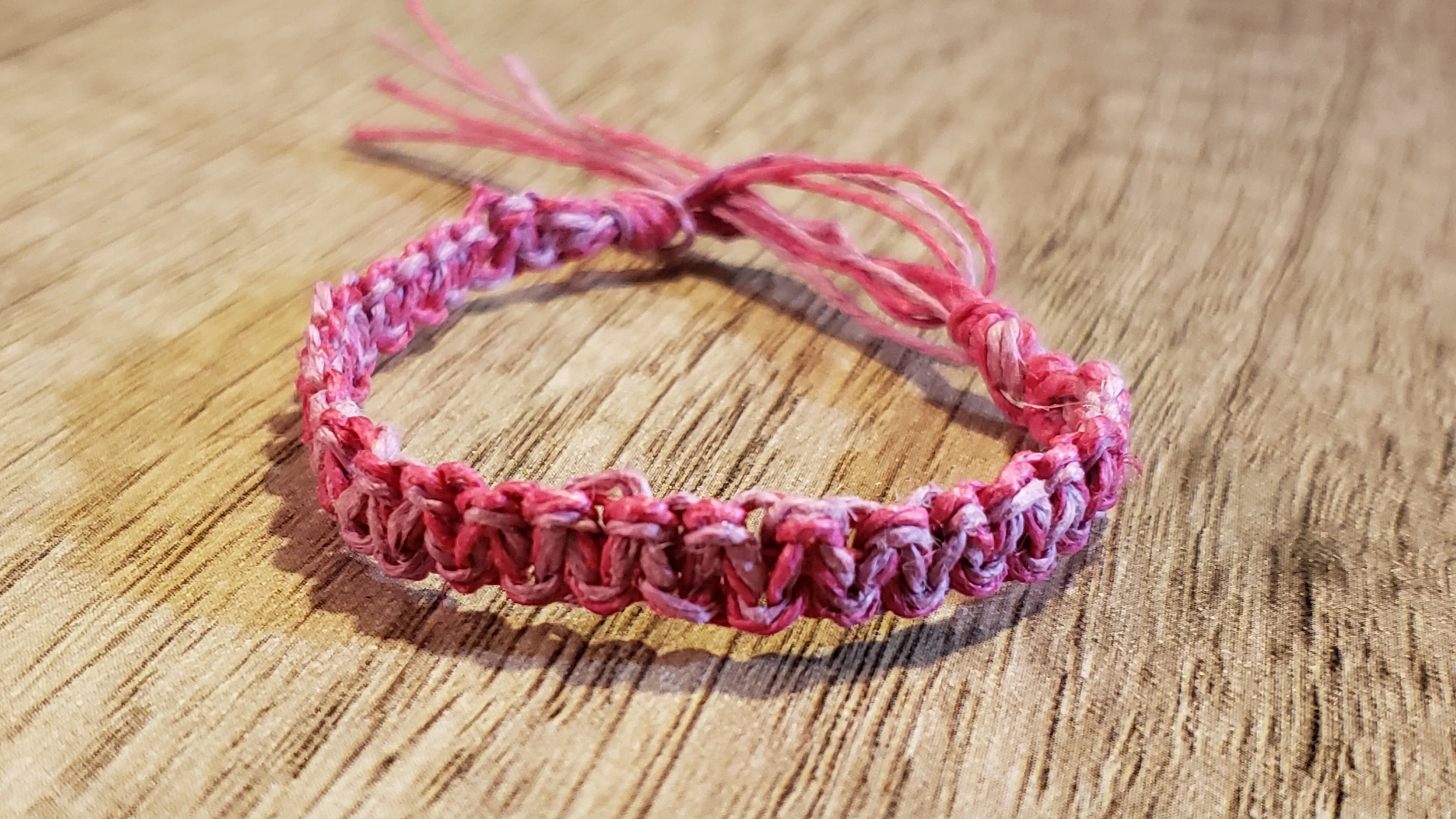 Natural Pink Dyed Hemp 5" Children's Bracelet