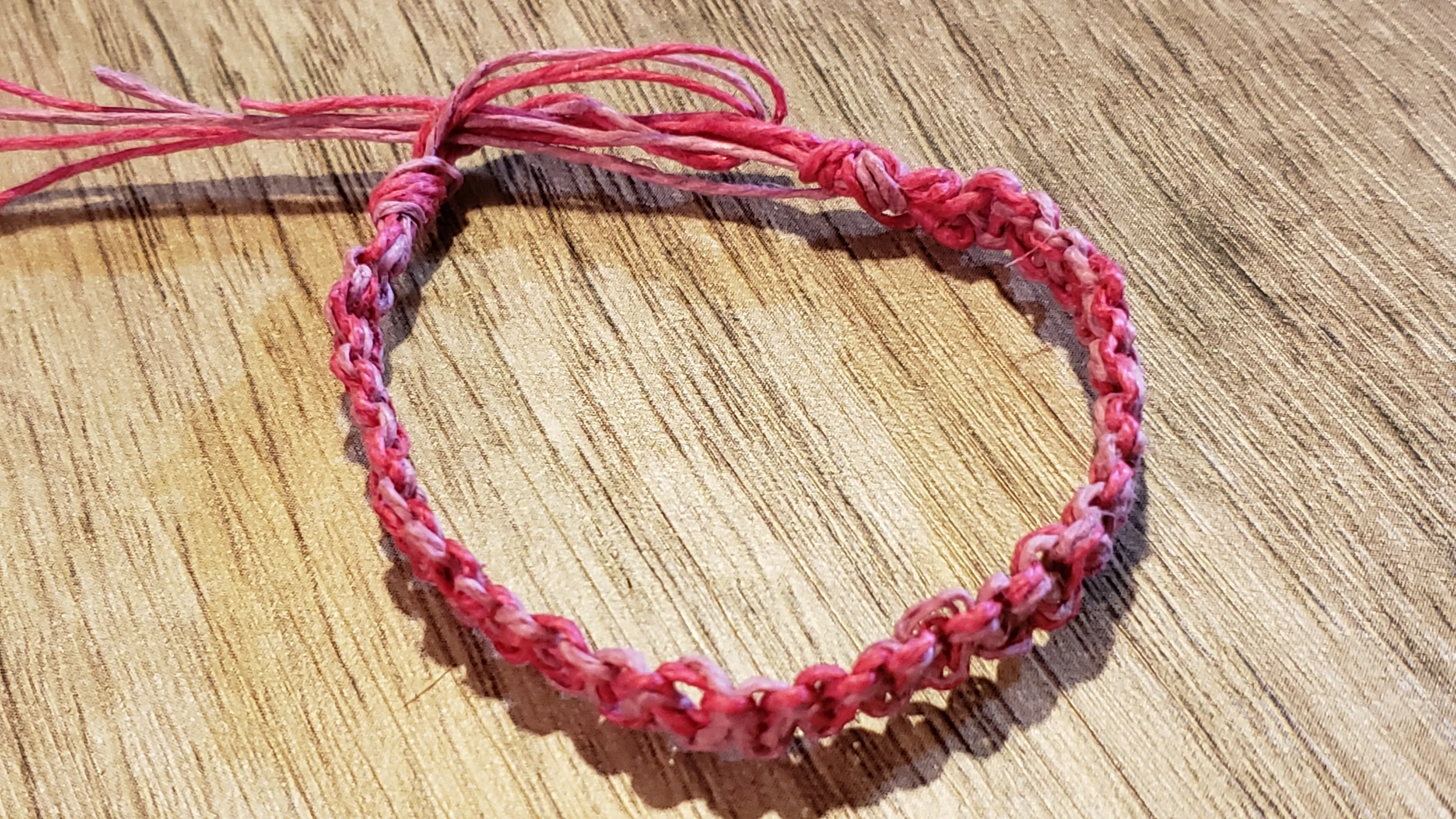 Natural Pink Dyed Hemp 5" Children's Bracelet