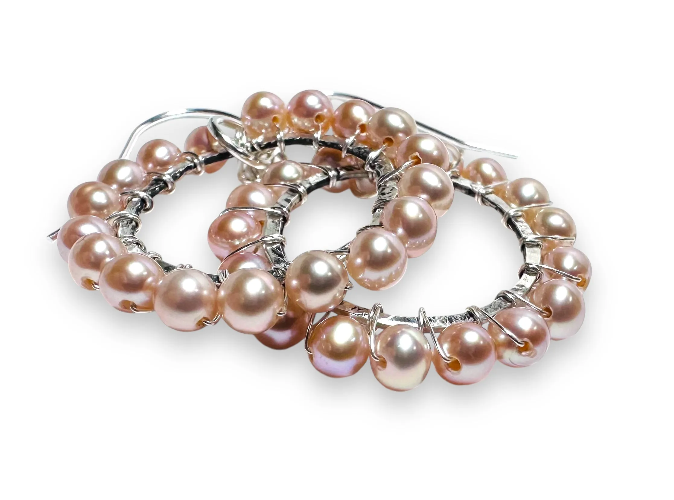 Pearl l Hoops, Pearl Earrings