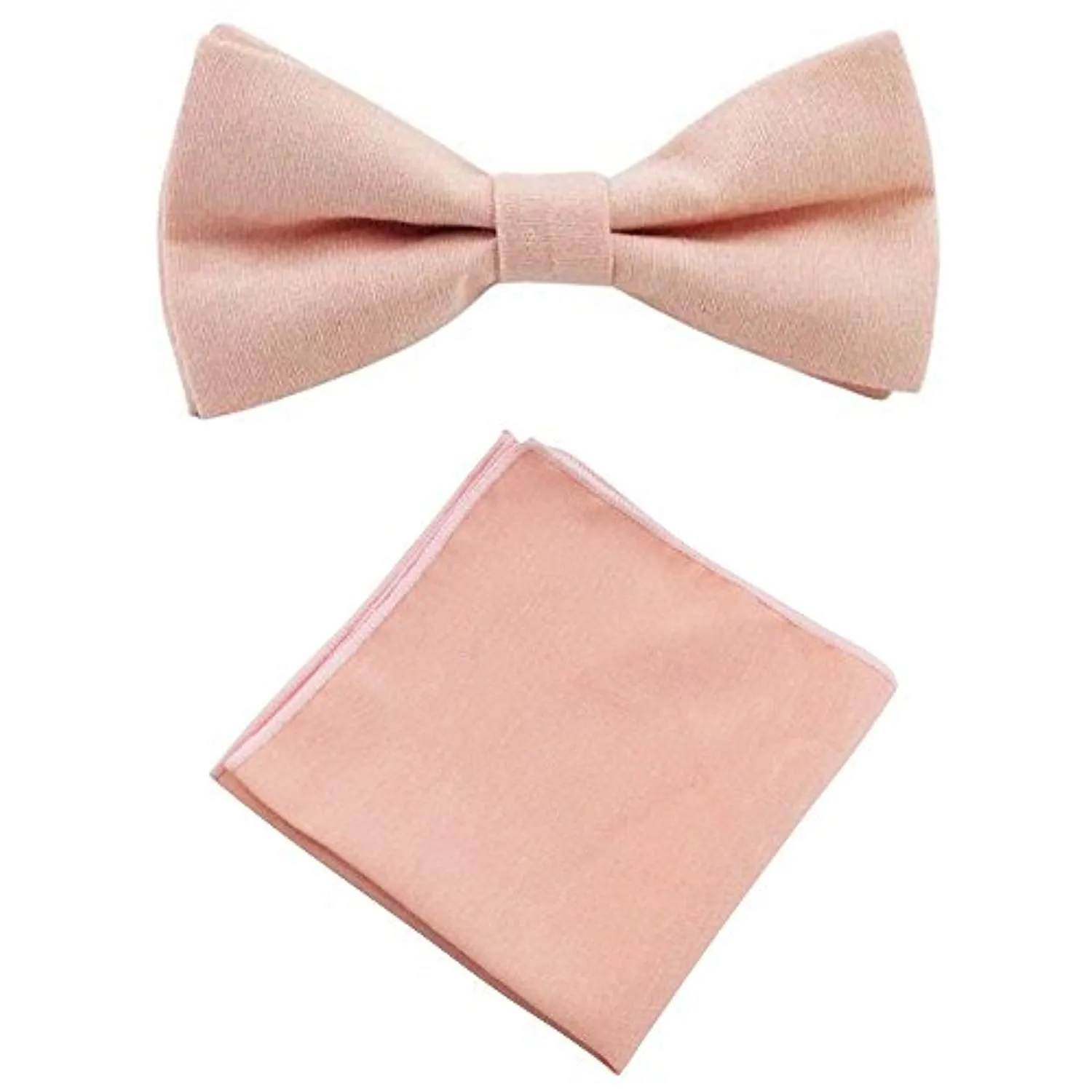 Romeo Blush Pink/Peach Cotton Bow Tie and Pocket Square Set