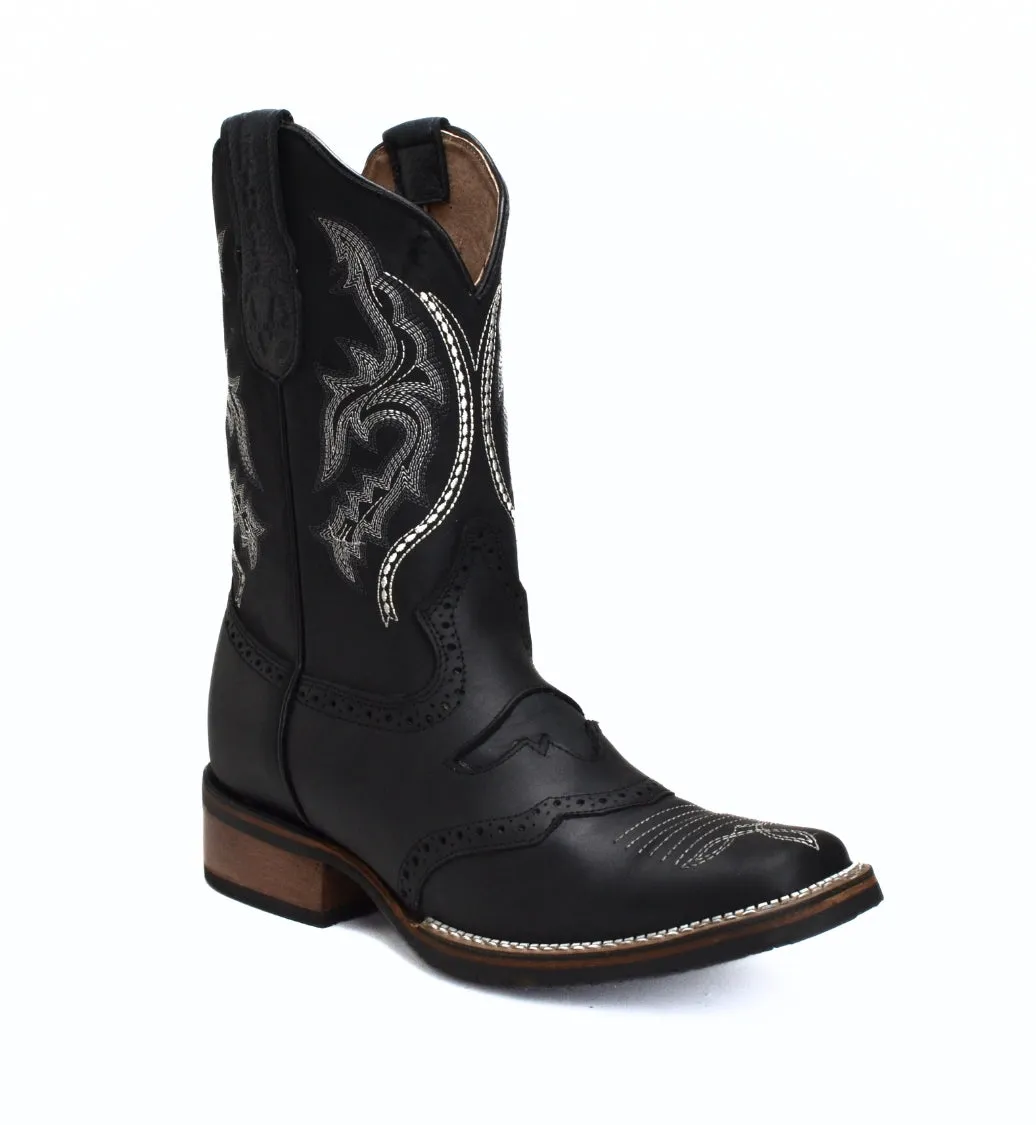 VE030 BLACK Torito  Men's Western Boots: Square Toe Cowboy & Rodeo Boots in Genuine Leather